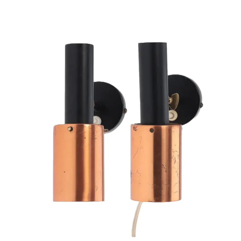 Pair of copper wall lamp by Fog and Mørup